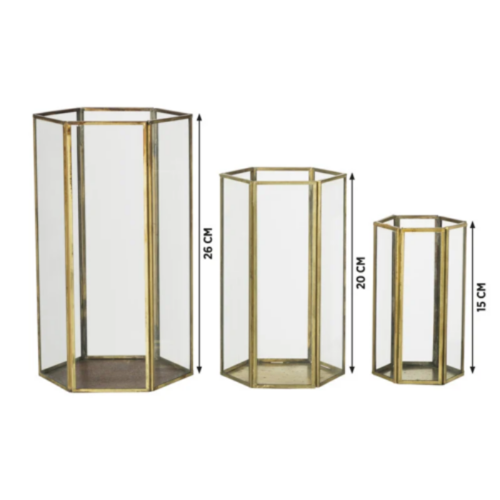 Gouden windlichten (set van 3)