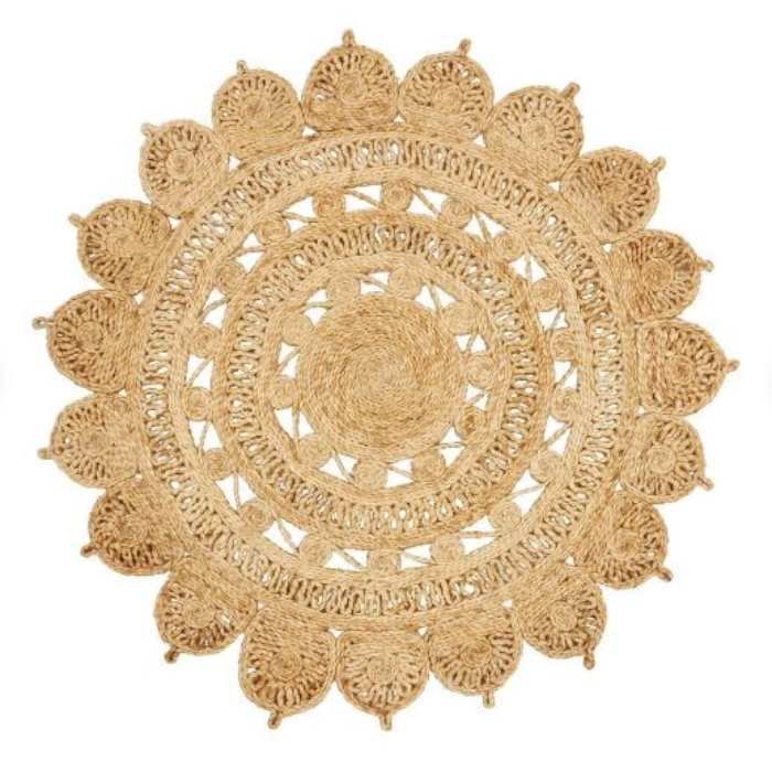 Jute vloerkleed bloem (120 cm)