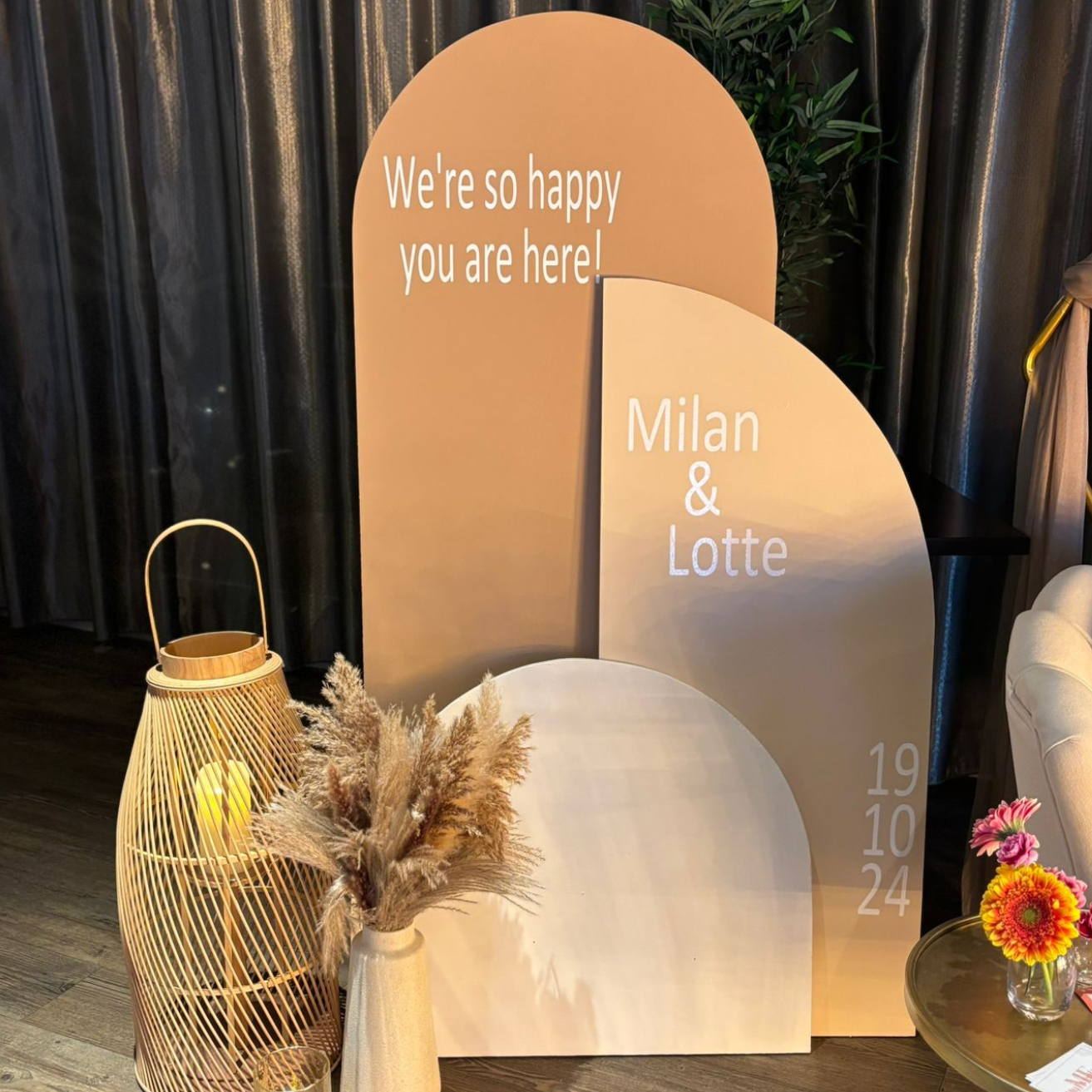 Welkomstbord 3 panelen (meerdere kleuren mogelijk)